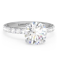 3 ct. (9mm) Moissanite Engagement Ring With 2mm Side Stones – 9kt White Gold with Moissanite and Lab Diamond