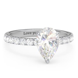 2.5 ct. (10.5x7mm) Pear Moissanite Engagement Ring With 2mm Side Stones
