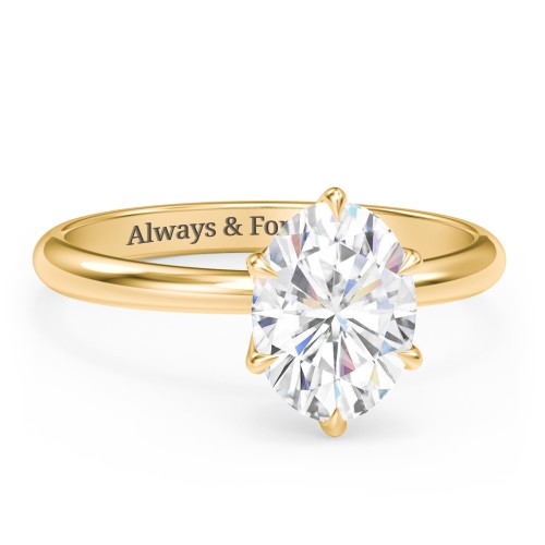 2 ct. (9x7mm) Moissanite Engagement Ring with Tulip Setting – 9kt Yellow Gold with Moissanite