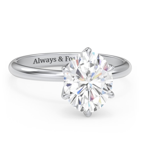3 ct. (10x8mm) Moissanite Engagement Ring with Tulip Setting – 9kt White Gold with Moissanite