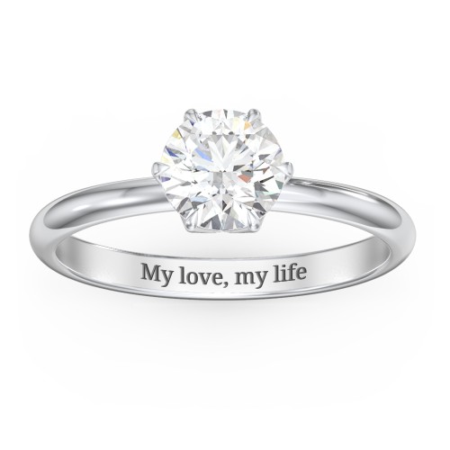 1 ct. (6.5mm) Moissanite Engagement Ring with Tulip Setting – 9kt White Gold with Moissanite