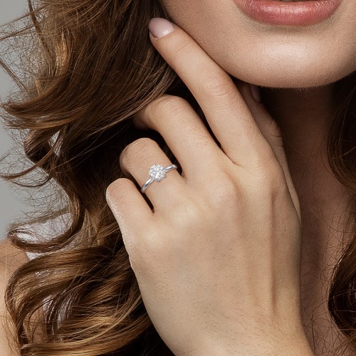 1.5 ct. (7.5mm) Moissanite Engagement Ring with Tulip Setting – 9kt Yellow Gold with Moissanite