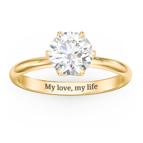 1.5 ct. (7.5mm) Moissanite Engagement Ring with Tulip Setting – 9kt Yellow Gold with Moissanite