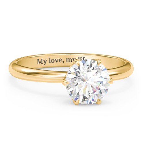 1.5 ct. (7.5mm) Moissanite Engagement Ring with Tulip Setting – 9kt Yellow Gold with Moissanite