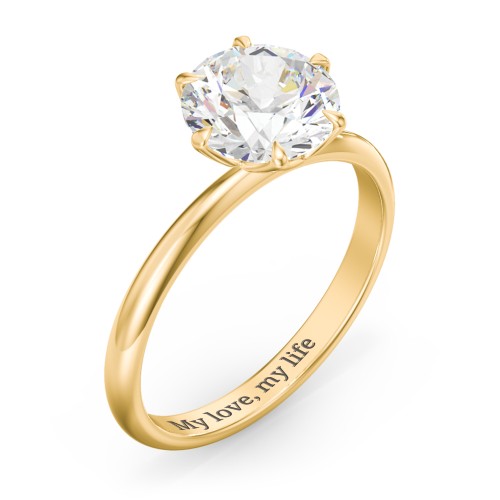 2.5 ct. (8.5mm) Moissanite Engagement Ring with Tulip Setting – 9kt Yellow Gold with Moissanite