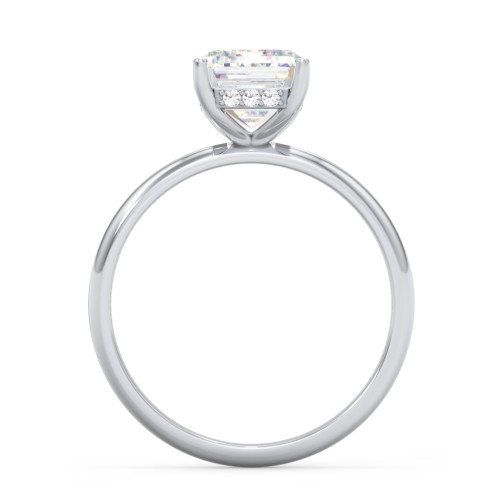 3 ct. (9x7mm) Emerald-Cut Moissanite Engagement Ring with Hidden Halo – 9kt White Gold with Moissanite and Lab Diamond