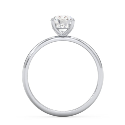 1.5 ct. (8x6mm) Oval Moissanite Engagement Ring with Hidden Halo – 9kt White Gold with Moissanite and Lab Diamond