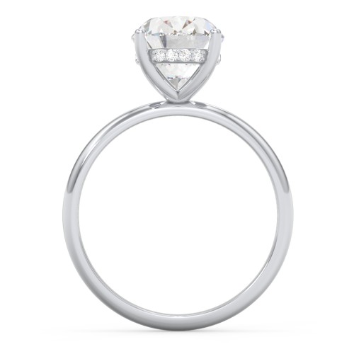 3 ct. (10x8mm) Oval Moissanite Engagement Ring with Hidden Halo – 9kt White Gold with Moissanite and Lab Diamond