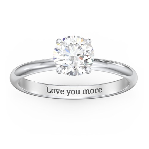 1 ct. (6.5mm) Moissanite Engagement Ring with Hidden Halo – 9kt White Gold with Moissanite and Lab Diamond