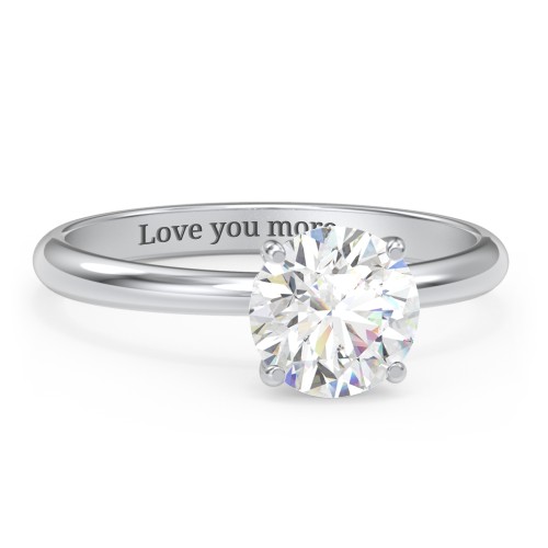 1.5 ct. (7.5mm) Moissanite Engagement Ring with Hidden Halo – 9kt White Gold with Moissanite and Lab Diamond