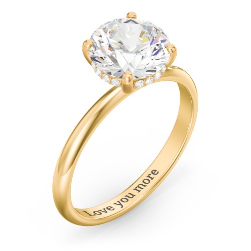 2.5 ct. (8.5mm) Moissanite Engagement Ring with Hidden Halo – 9kt Yellow Gold with Moissanite and Lab Diamond