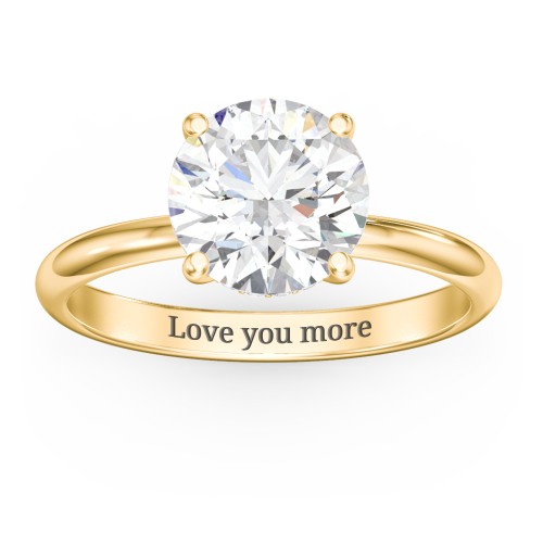 2.5 ct. (8.5mm) Moissanite Engagement Ring with Hidden Halo – 9kt Yellow Gold with Moissanite and Lab Diamond