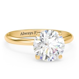 3 ct. (9mm) Moissanite Engagement Ring with Hidden Halo in 9K Solid Yellow Gold with Moissanite and Lab Diamond