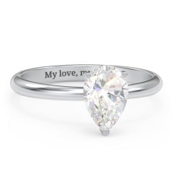 1.5 ct. (9x6mm) Pear Moissanite Engagement Ring with Hidden Halo