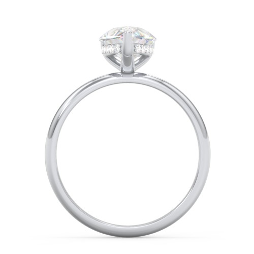2.5 ct. (10.5x7mm) Pear Moissanite Engagement Ring with Hidden Halo – 9kt White Gold with Moissanite and Lab Diamond
