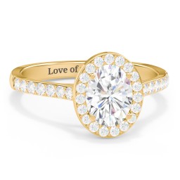 1.5 ct. (8x6mm) Oval Moissanite Halo Engagement Ring with Side Stones in 9K Solid Yellow Gold
