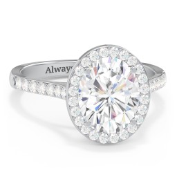 3 ct. (10x8mm) Oval Moissanite Halo Engagement Ring with Side Stones