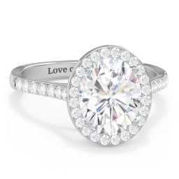 3 ct. (10x8mm) Oval Moissanite Halo Engagement Ring with Side Stones