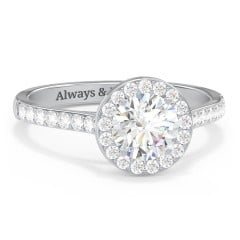 1 ct. (6.5mm) Moissanite Halo Engagement Ring with Side Stones