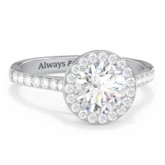 1.5 ct. (7.5mm) Moissanite Halo Engagement Ring with Side Stones