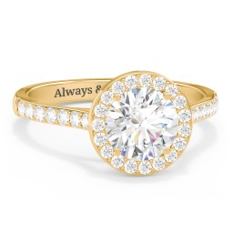 1.5 ct. (7.5mm) Moissanite Halo Engagement Ring with Side Stones in 9K Solid Yellow Gold