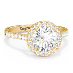 2 ct. (8mm) Moissanite Halo Engagement Ring with Side Stones