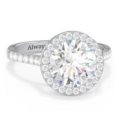 3 ct. (9mm) Moissanite Halo Engagement Ring with Side Stones