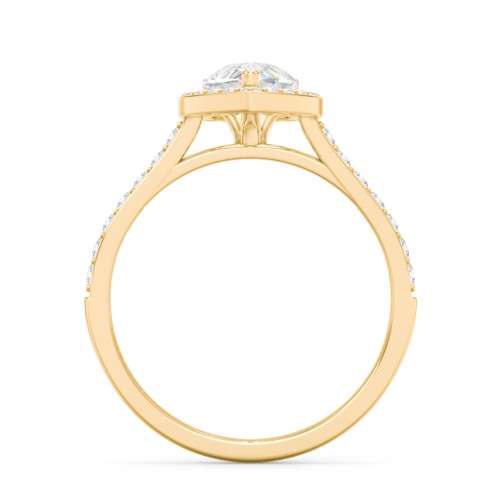 1.5 ct. (9x6mm) Pear Moissanite Halo Engagement Ring with Side Stones
