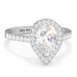 2 ct. (10x7mm) Pear Moissanite Halo Engagement Ring with Side Stones