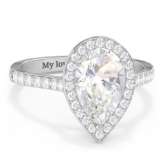 3 ct. (11x7mm) Pear Moissanite Halo Engagement Ring with Side Stones