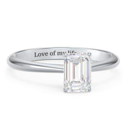 1 ct. (7x5mm) Emerald-Cut Moissanite Engagement Ring with Tapered Knife Edge