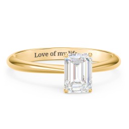 1 ct. (7x5mm) Emerald-Cut Moissanite Engagement Ring with Tapered Knife Edge in 9K Solid Yellow Gold