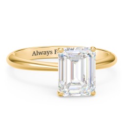3 ct. (9x7mm) Emerald-Cut Moissanite Engagement Ring with Tapered Knife Edge in 9K Solid Yellow Gold with Moissanite