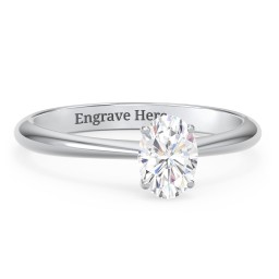 1 ct. (7x5mm) Oval Moissanite Engagement Ring with Tapered Knife Edge