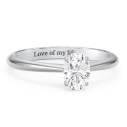 1 ct. (7x5mm) Oval Moissanite Engagement Ring with Tapered Knife Edge