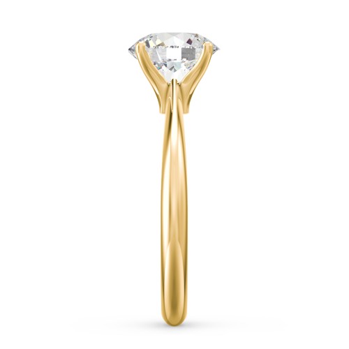 2 ct. (8mm) Moissanite Engagement Ring with Tapered Knife Edge – 9kt Yellow Gold with Moissanite