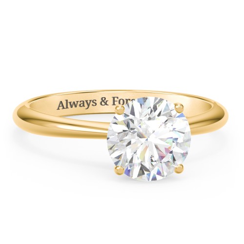 2 ct. (8mm) Moissanite Engagement Ring with Tapered Knife Edge – 9kt Yellow Gold with Moissanite