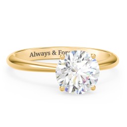 2 ct. (8mm) Moissanite Engagement Ring with Tapered Knife Edge in 9K Solid Yellow Gold