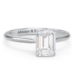 2 ct. (8x6mm) Emerald-Cut Moissanite Engagement Ring with Hidden Halo and Accents