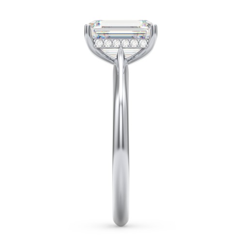 3 ct. (9x7mm) Emerald-Cut Moissanite Engagement Ring with Hidden Halo and Accents