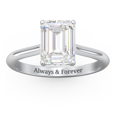 3 ct. (9x7mm) Emerald-Cut Moissanite Engagement Ring with Hidden Halo and Accents