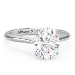 3 ct. (10x8mm) Oval Moissanite Engagement Ring with Hidden Halo and Accents