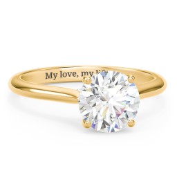 2 ct. (8mm) Moissanite Engagement Ring with Hidden Halo and Accents in 9K Solid Yellow Gold