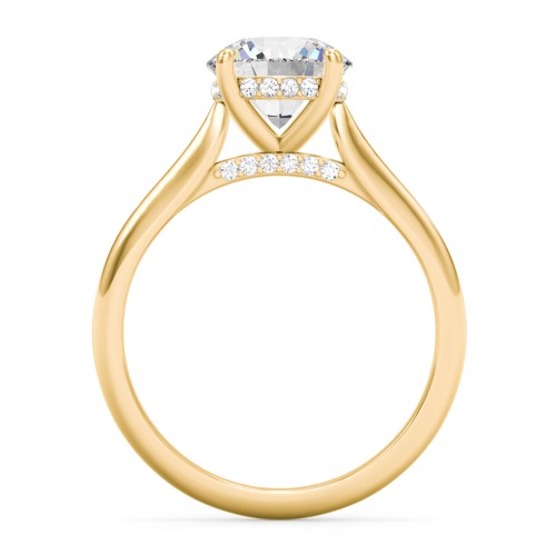2 ct. (8mm) Moissanite Engagement Ring with Hidden Halo and Accents – 9kt Yellow Gold with Moissanite and Lab Diamond