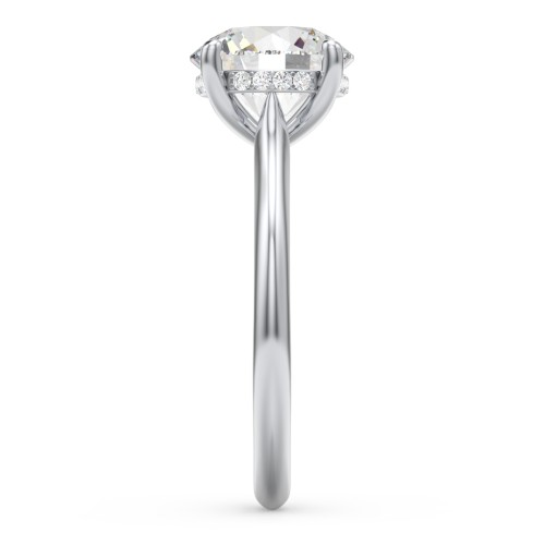 3 ct. (9mm) Moissanite Engagement Ring with Hidden Halo and Accents – 9kt White Gold with Moissanite and Lab Diamond