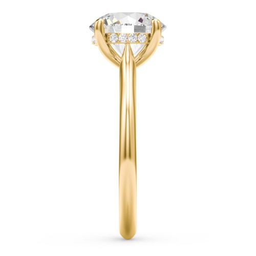 3 ct. (9mm) Moissanite Engagement Ring with Hidden Halo and Accents – 9kt Yellow Gold with Moissanite and Lab Diamond