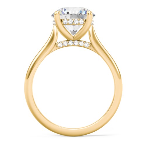 3 ct. (9mm) Moissanite Engagement Ring with Hidden Halo and Accents – 9kt Yellow Gold with Moissanite and Lab Diamond