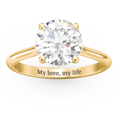 3 ct. (9mm) Moissanite Engagement Ring with Hidden Halo and Accents – 9kt Yellow Gold with Moissanite and Lab Diamond