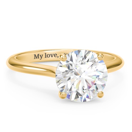 3 ct. (9mm) Moissanite Engagement Ring with Hidden Halo and Accents – 9kt Yellow Gold with Moissanite and Lab Diamond