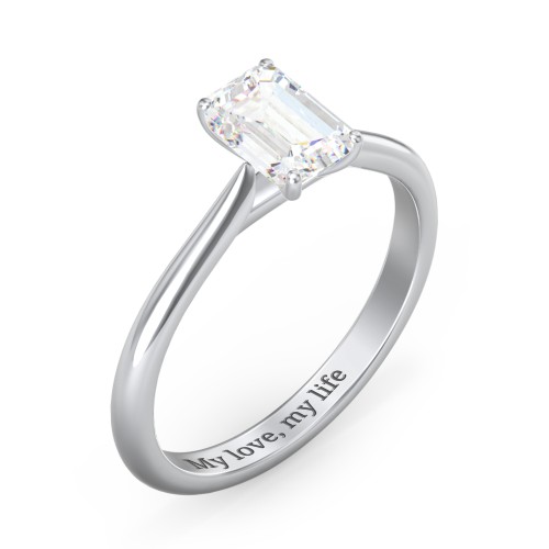 1 ct. (7x5mm) Emerald-Cut Moissanite Classic Two Tone Engagement Ring – 9kt White Gold with Moissanite